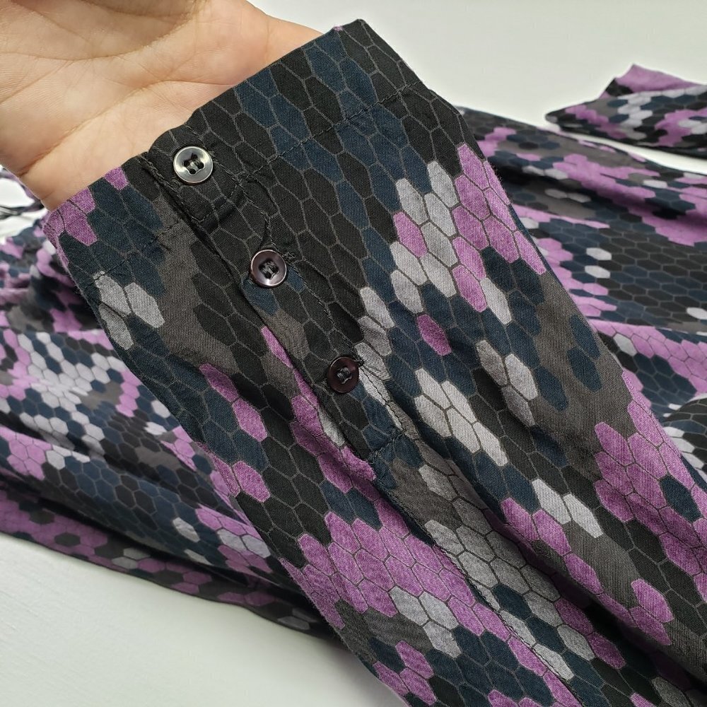 Masai Drawstring Bubble Hem Tunic Dress Lagenlook S‎ Grey Purple Black Artsy - Picture 10 of 13
